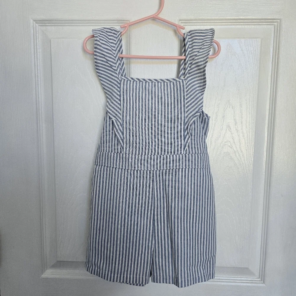 Pink Lily | Girls Blue Seersucker Romper | Small (size 5/6) - Picture 2 of 5